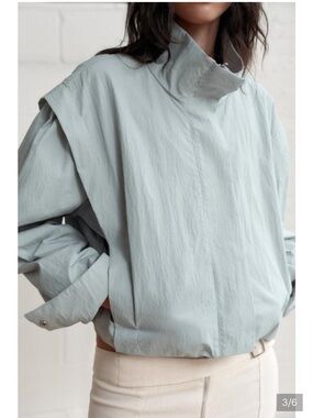 Zara high collar jacket - blue/grey